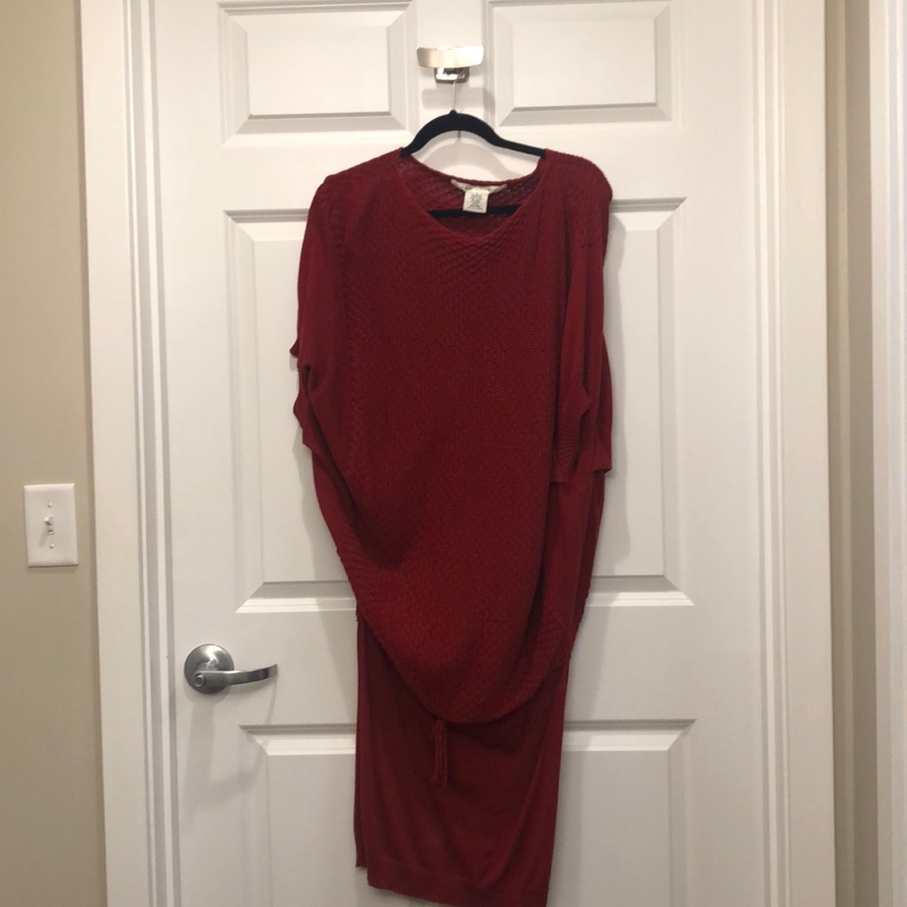 Oversized red sweater dress